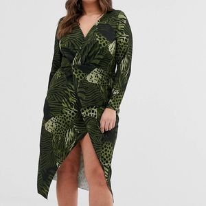 Green animal print dress